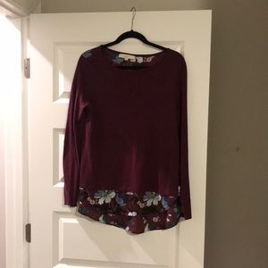 Ann Taylor Loft burgundy floral sweater size M